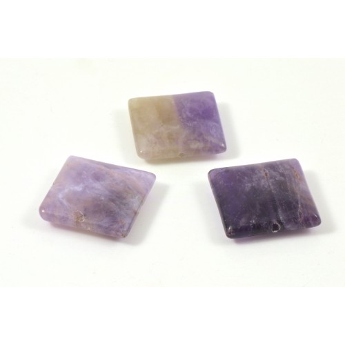 SQUARE BEAD BANDED AMETHYST 20MM